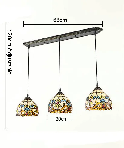 Европейский Тиффани Ретро раковина Средиземноморский пасторальный подвесные светильники 3 линии головы Luminaria Teto подвесные лампы для украшения дома - Цвет корпуса: F