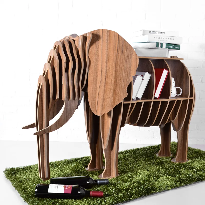 High-end DIY Wood Desk Elephant Storage Table Wooden Animal Wild Africa Elephant Creative Furniture For Art Home Decor TM006M