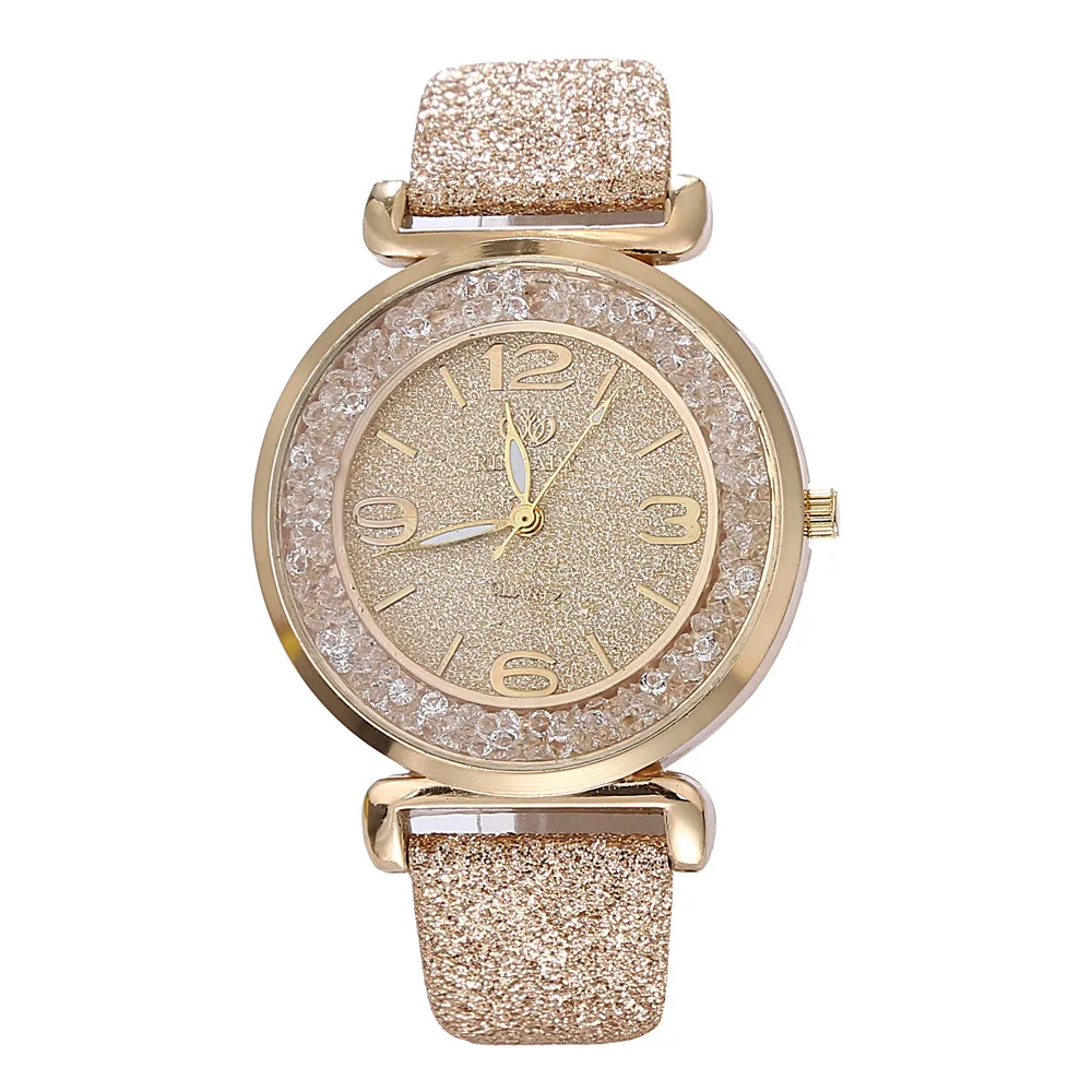 

Hot Fashion Women Watches Quicksand Rhinestone Round Dial Leather Ladies Quartz Wrist Watches Girl Gift Clock Relogio Feminino#W