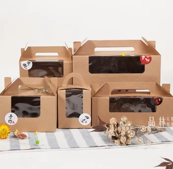 

Portable Kraft Paper Single cupcake cake box with window,2 cupcake packaging box with handle,handheld Muffin 6 cupcake craft box