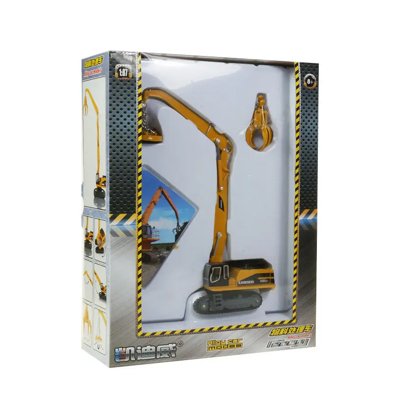 

high quality 1:87 alloy crane waste engineering vehicle model material handling vehicle with force suction cup children toy car