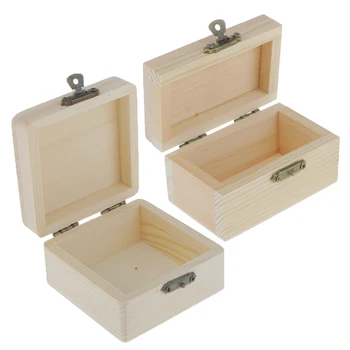 

2pcs Wood Box Unfinished Pine Storage Vintage Gift Box Decoupage Purse Craft