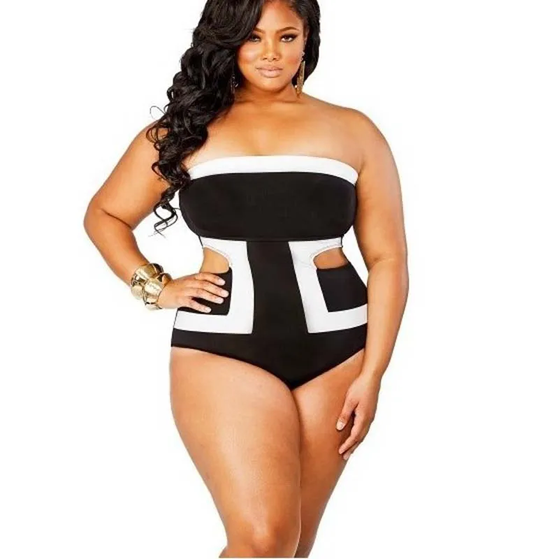 3XL Plus Size Strapless One Piece Swimsuit Swimwear Women Summer Beach