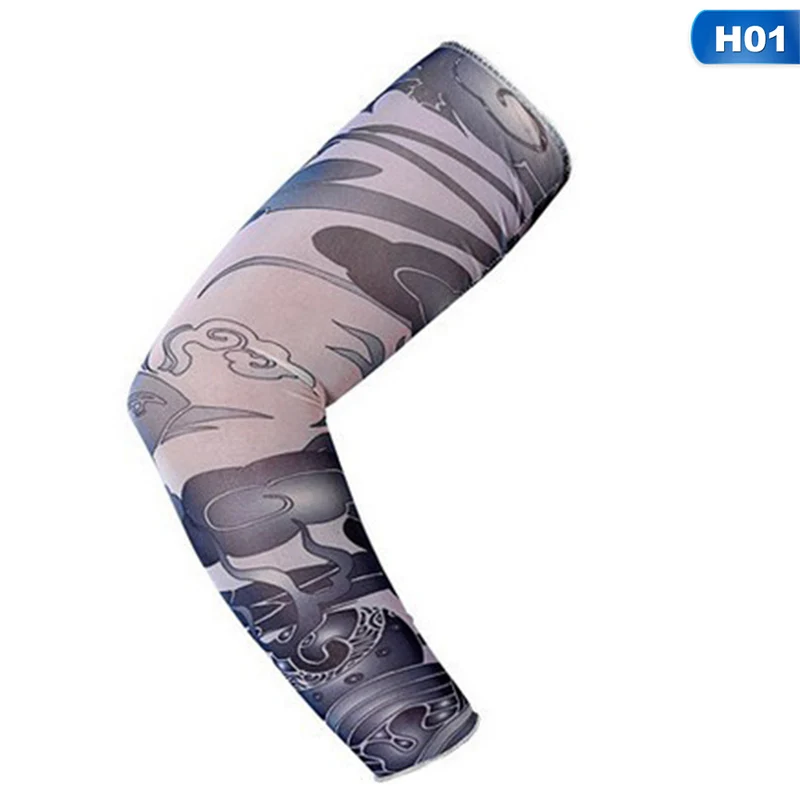 1PC Cycling Sports Tattoo Sleeves Cool Arm Sleeves Cycling Running Arm Warmer Sport Elastic Oversleeve Arm Warmers - Цвет: 1