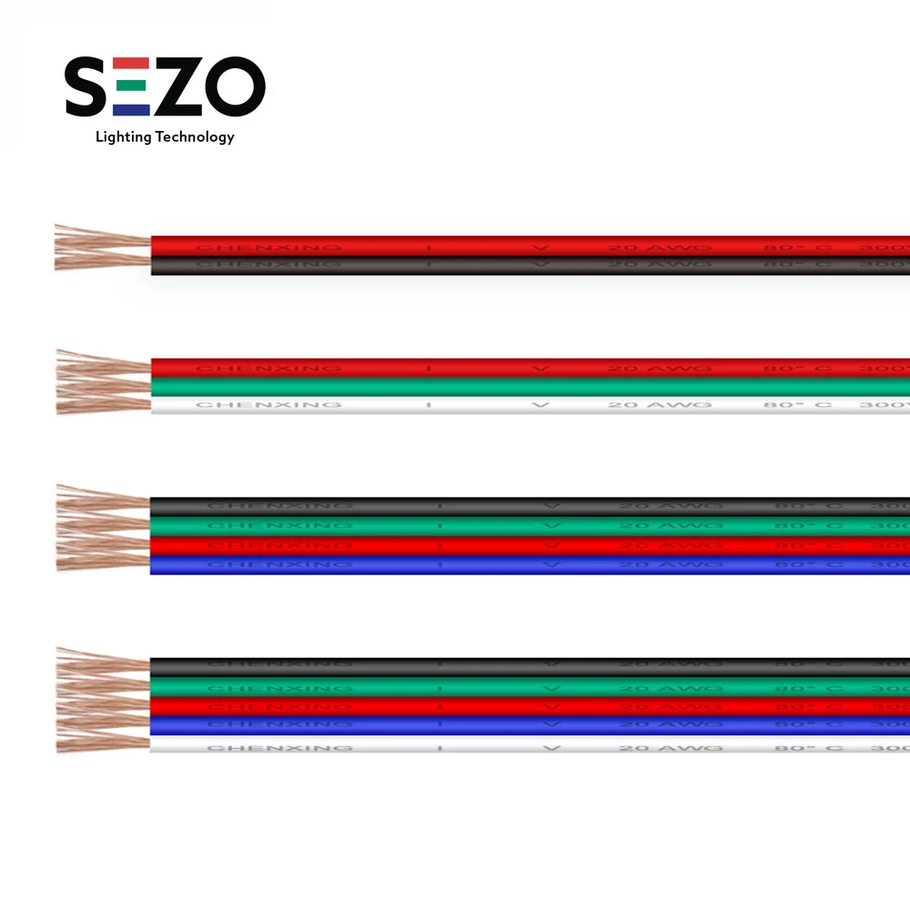 

10m/20m Roll 22AWG/20AWG/18AWG 2pin/3pin/4pin/5pin LED Connector Extension Wire Cable for Power Supply