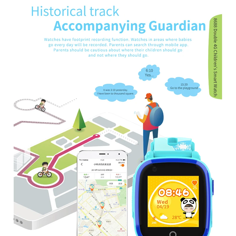  DF33 Smart watch 4G WIFI IP67 Waterproof GPS Children Baby Phone Smart Watch Cute SOS Location Trac