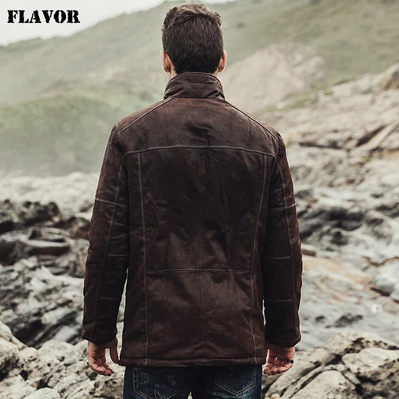 Winter Men's Genuine Leather Jacket male Overcoat Pigskin warm Coat padding cotton men leather jacket Real Leather Jacket