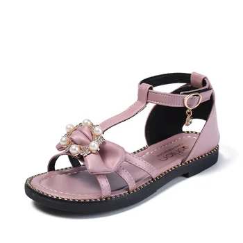 

Girls Sandals Shoes Kids Baby Summer Fashion Sandals Children Large Roman Flat Princess Shoes Soft Bottom Sandals With Bow