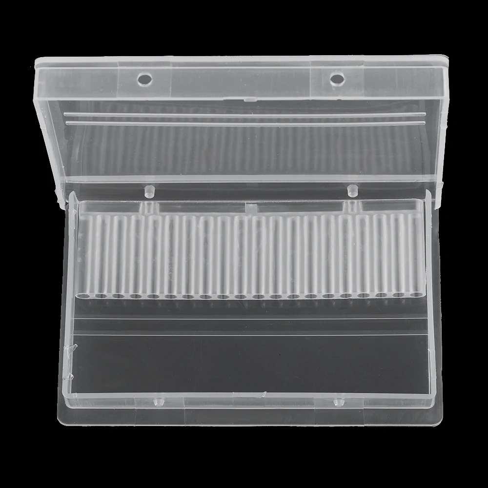 NEW Transparent 20 Holes Acrylic Nail Drill Bits Box Plastic Display