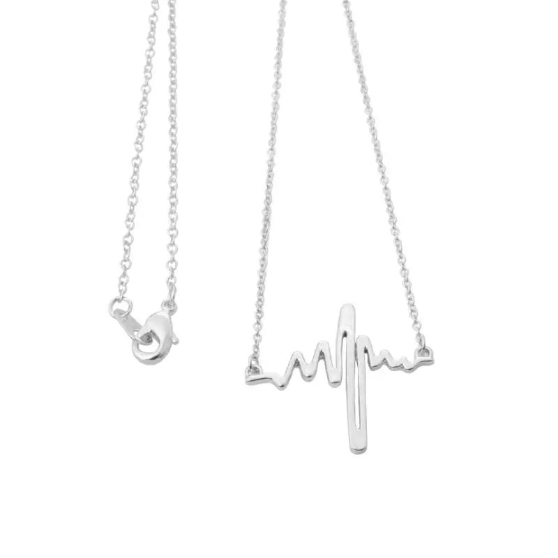 

Jisensp 10pcs Heartbeat Heart line Electrocardiogram Necklace Dainty Jewelry Women Wholesale Elegant Simple Necklace N027