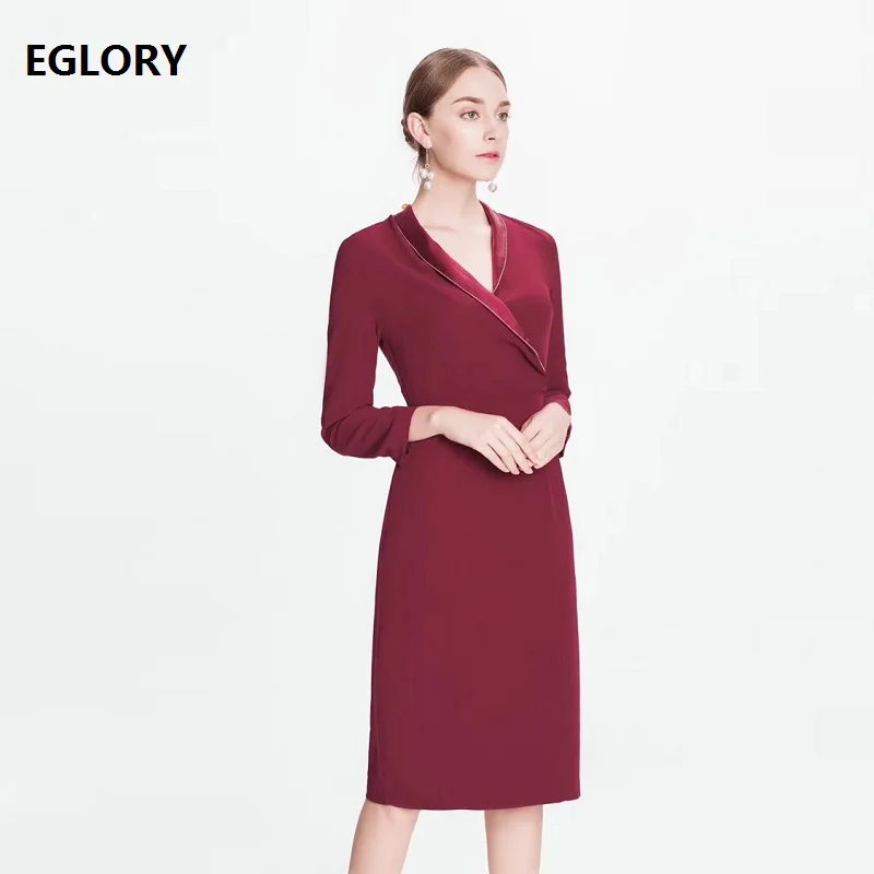 

2018 Autumn Winter Party Cocktail Women's Dress Sexy V-Neck Solid Bodycon Sheath Knee-Length Plus Size Dress Vestidos De Festa