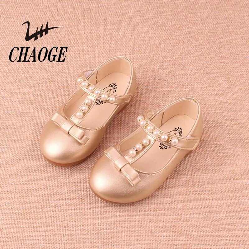 

2019 spring and autumn new solid color girls leather shoes baby bow princess pearl single casual shoes free shipping#1