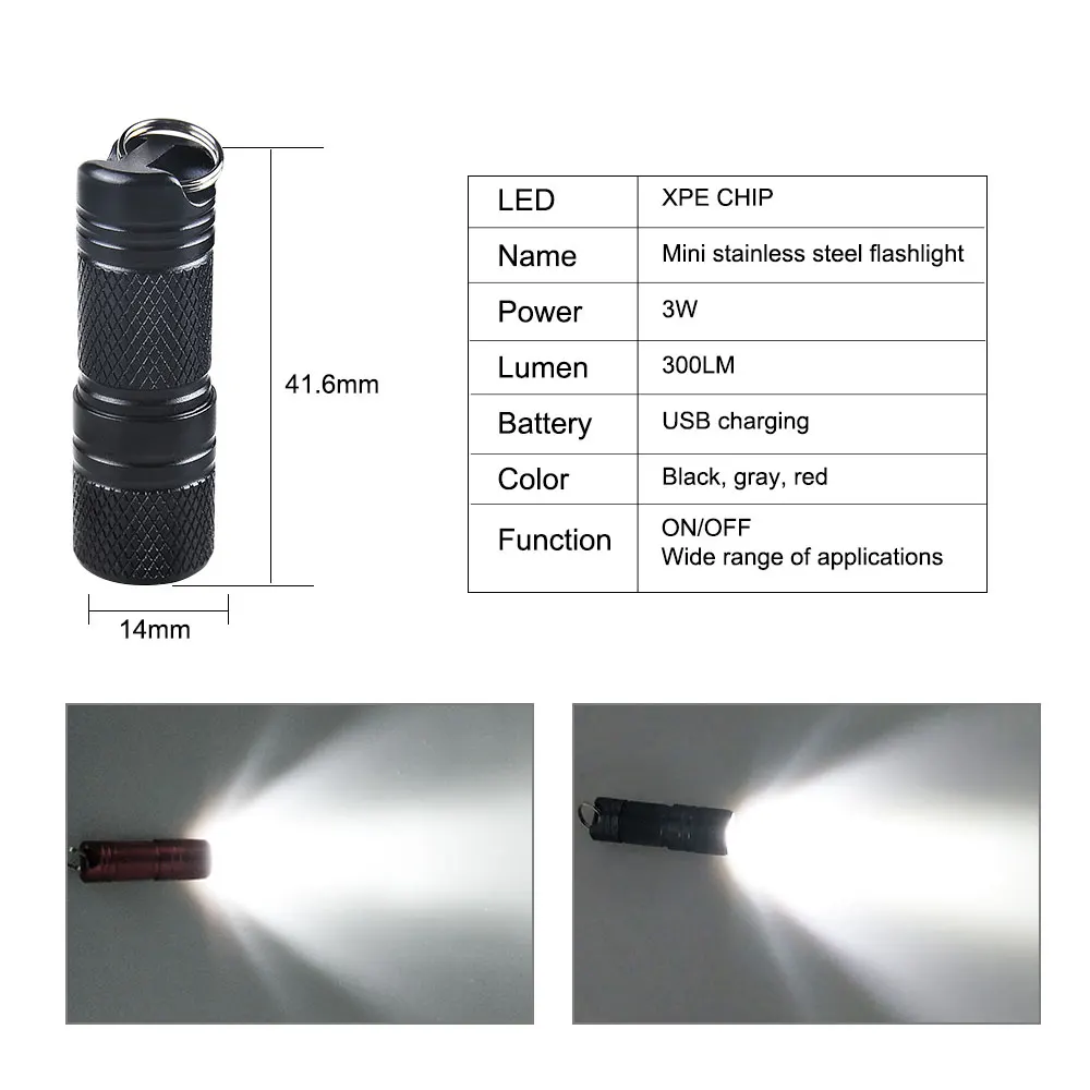 Карманный светодиодный мини-светильник с зарядкой от USB, портативный водонепроницаемый светильник-брелок, фонарь, маленький фонарь с 10180 батареей в комплекте