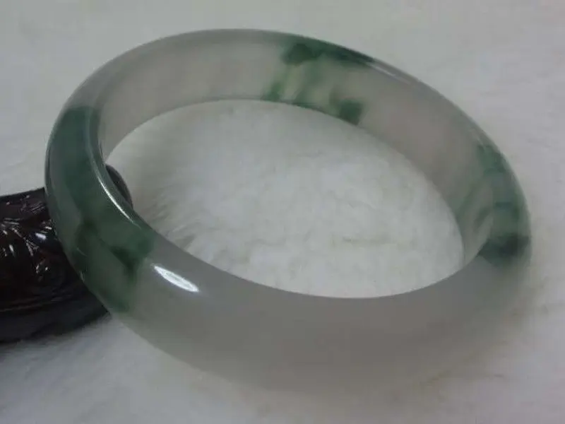 

A-769 Chinese Fashion Fine Beautiful White Green Jade Gems Bangle Bracelet 61mm a 5.19