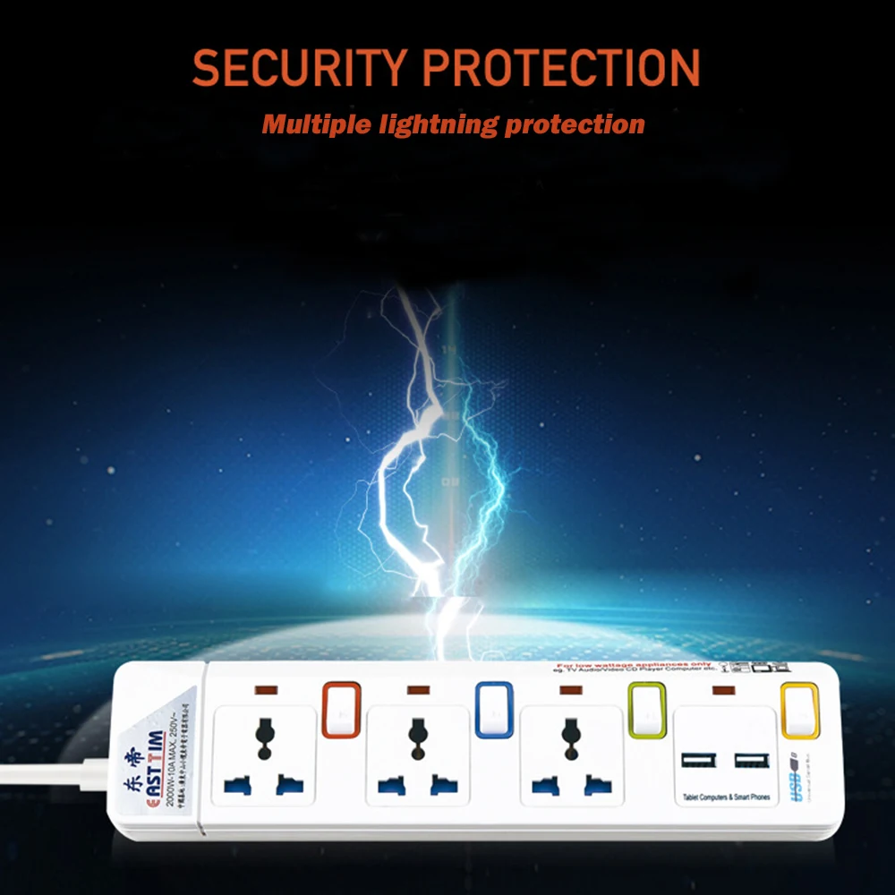 4 Way Gang Secteur Interrupteur Adaptateur Extension block UK Plug Socket 13 A Surge Protection