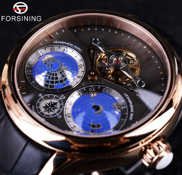 Forsining 2016 Earth Real Tourbillion Multi dimensional Designer Mens Watches Top Brand Luxury