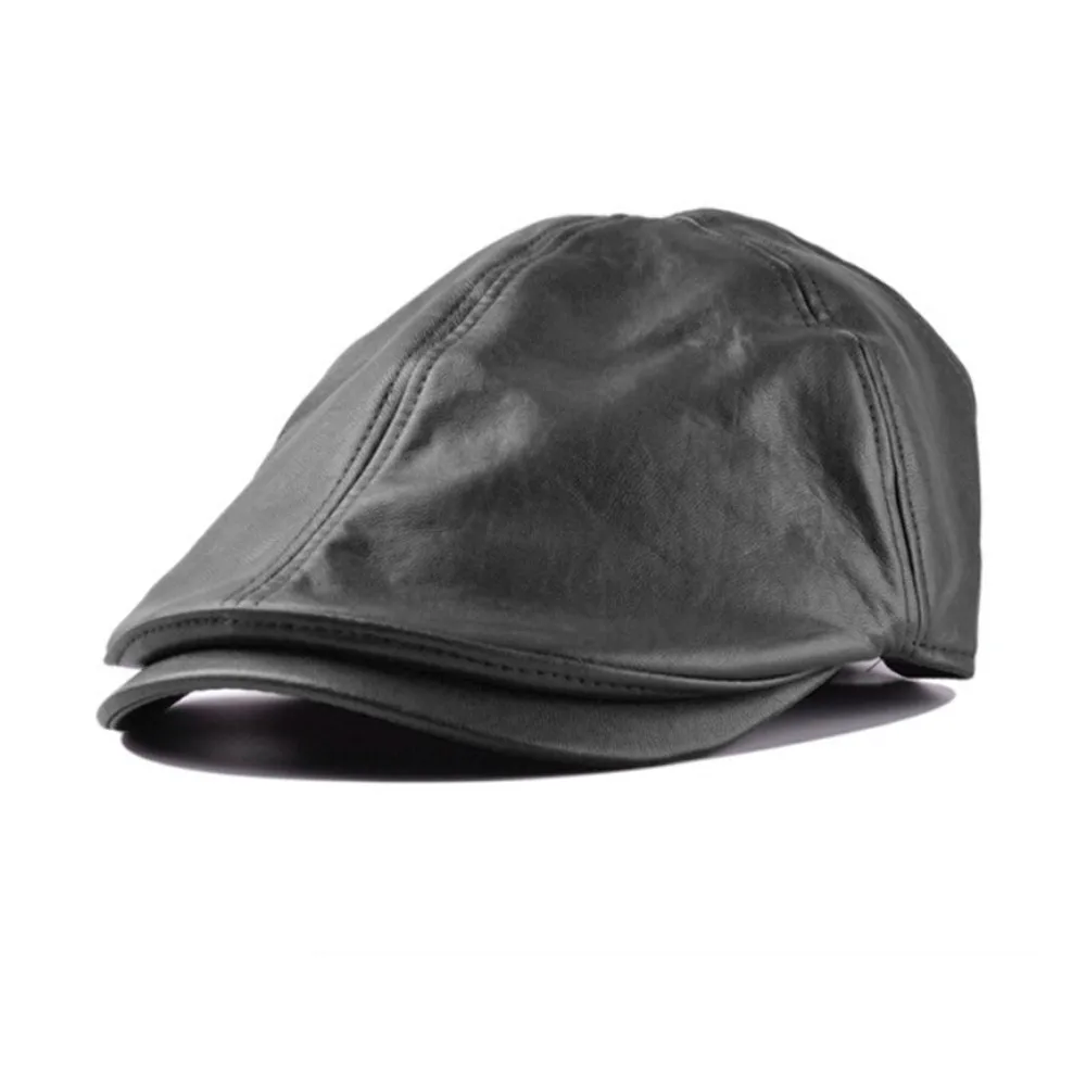 Мужской женский классический винтажный кожаный берет остроконечная Кепка шляпа Newsboy Повседневная для вождения солнцезащитный крем