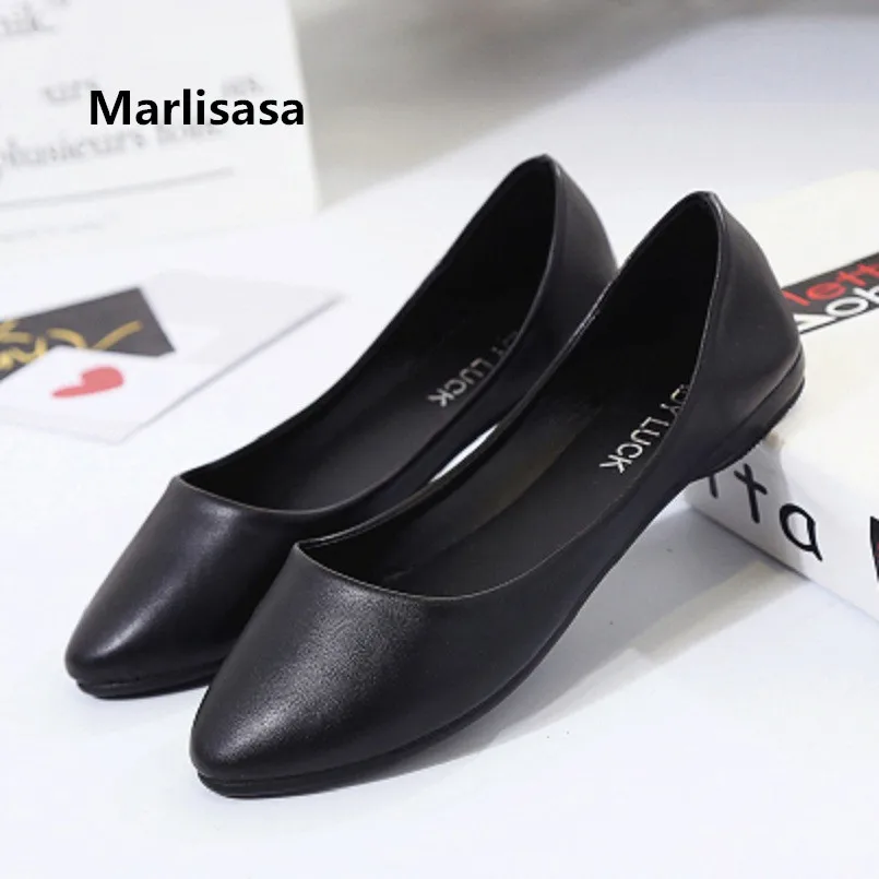 

Marlisasa Zapatos De Mujer Women Classic Black Pu Leather Flat Shoes Lady Spring & Summer Office Shoes Cool Cute Shoes F219