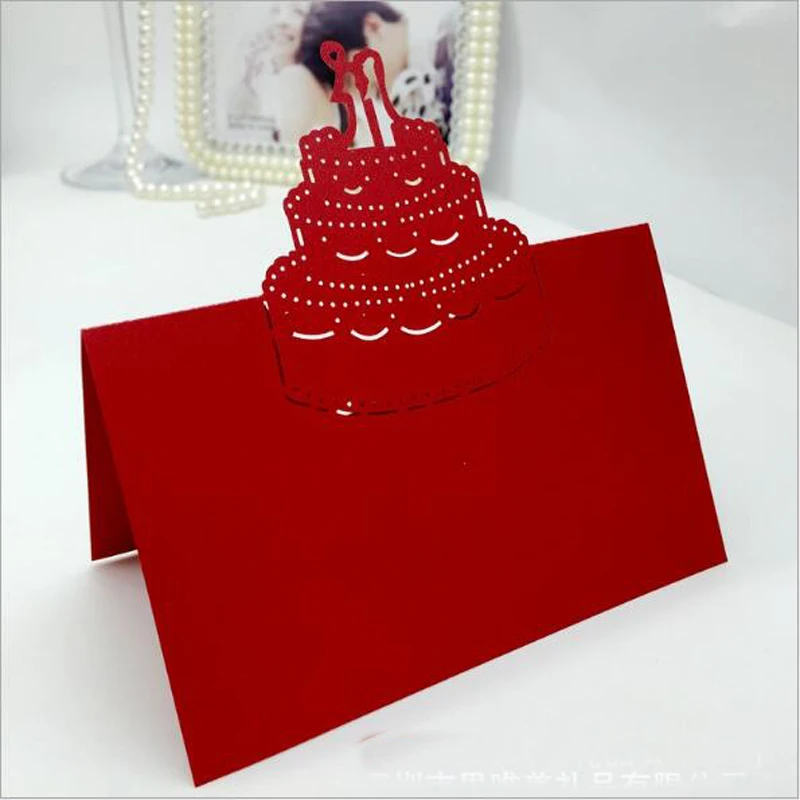 50pcs Cake Laser Cut Hollow Table Name Place Cards Favor Message Setting Card Baby Shower Wedding Birthday Party Supplies (4)