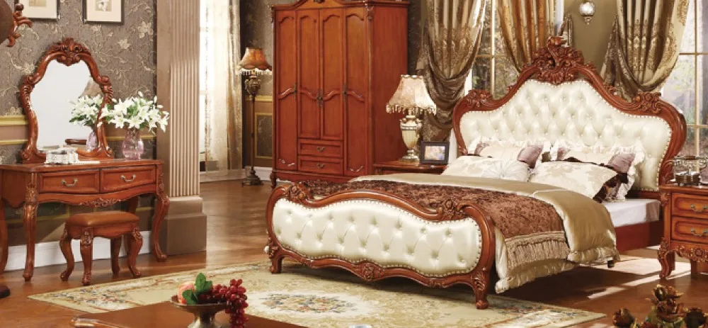 Venda quente preço barato de boa qualidade madeira maciça jogo de quarto king size