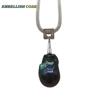 

black blue brown rare color wheel zircon baroque pandent necklace flameball pearls Durable adjust 20'' snake chain 925 silver
