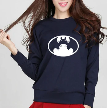 

Japanese Anime My Neighbor Totoro VS American Batman Sweatshirt Creative Design Funny Hoodies 2020 Spring Autumn Women Hoodie