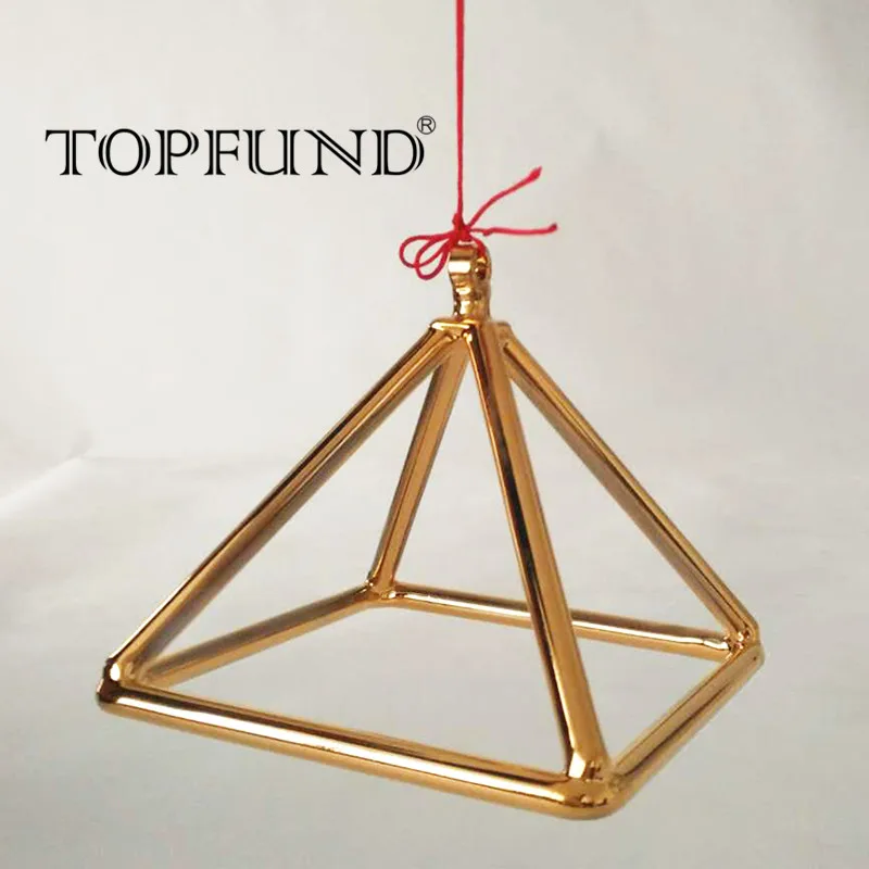 

TOPFUND Pure 24k Gold Clear Quartz Crystal Singing Pyramid for sound healing 8 inch