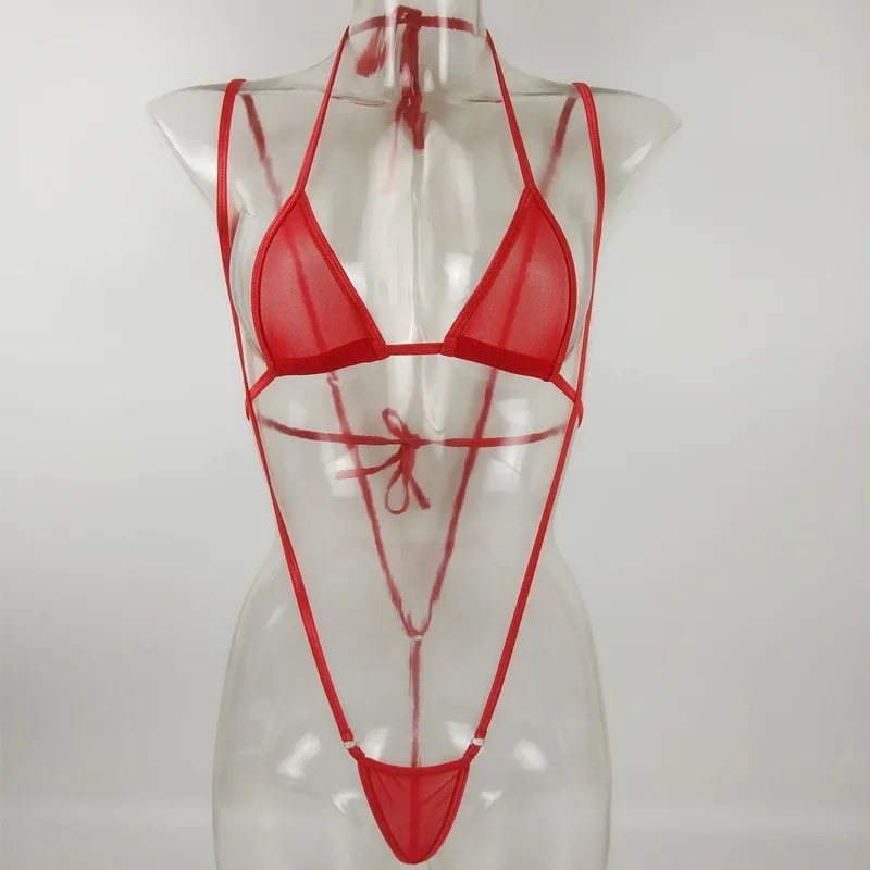 

Sexy Micro Bikini Bandage Transparent Bathingsuit Beach Extreme Erotic Lingerie Costumes Plus Size 2pcs Bra + Thongs G String