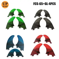 Серфинга плавники 4 шт/5 шт G5 + GL FCS плавник с Сотами из стекловолокна ласты зеленый черный, красный синий FCS плавники для серфера G5 с GL upsurf