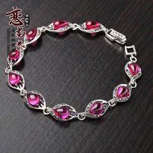 925 натуральная серебро, гранат корейской моды леди красный корунд полудрагоценных камней богемный браслет, подарок девушке