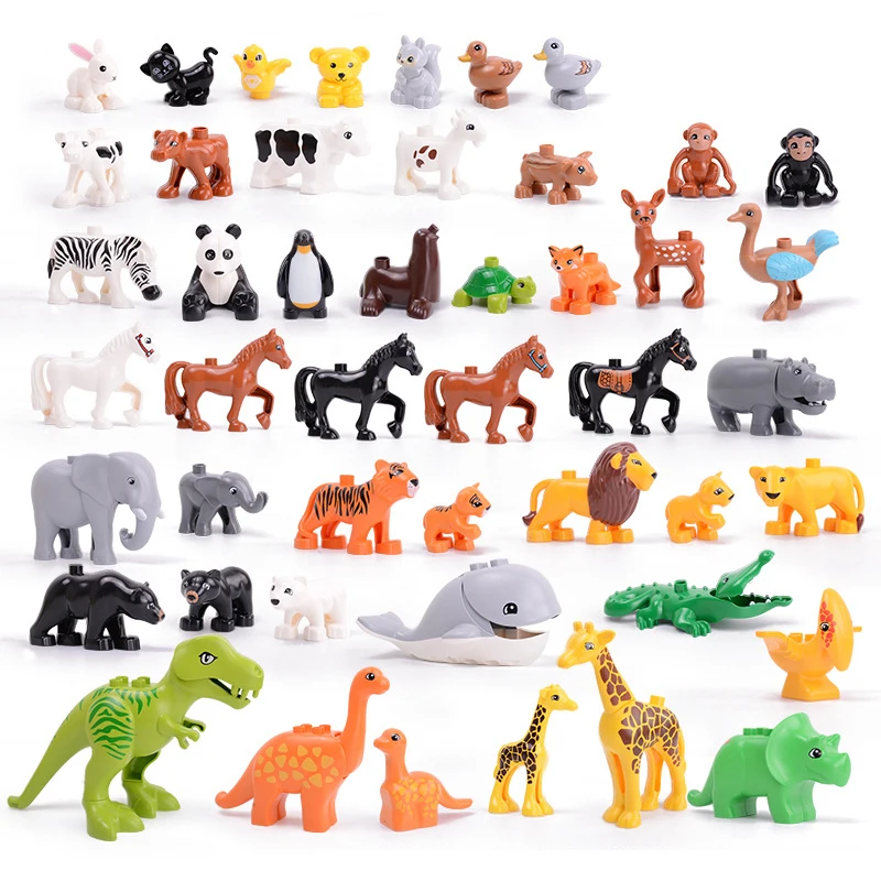 5Pcs-50pcs DIY Big Size Farm Dinosaur Animal Series Building Blocks Sets Bricks Compatible with Duploe Toys  for children  (17)