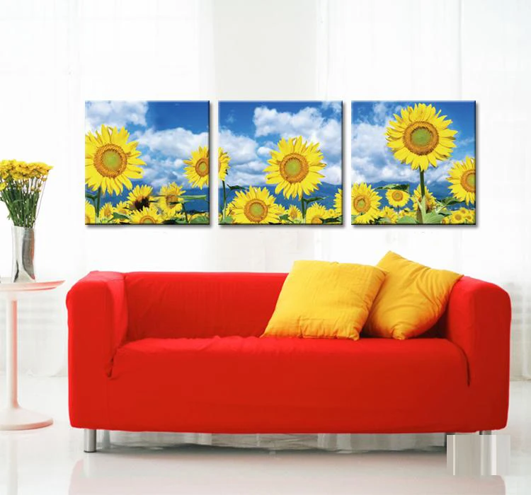 3 Panel Wall Painting Sunflower Home Decor Art Picture ...