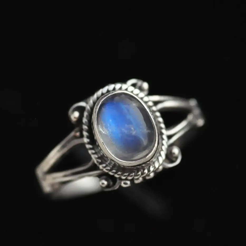

Handmade 925 Silver Natural Moonstone Ring in Nepal, India