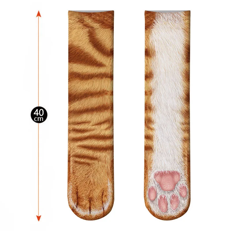 Новые носки с объемным принтом в виде лап животных для взрослых, длинные эластичные дышащие носки унисекс с рисунком кота, собаки, лошади, зебры, свиньи, кошки
