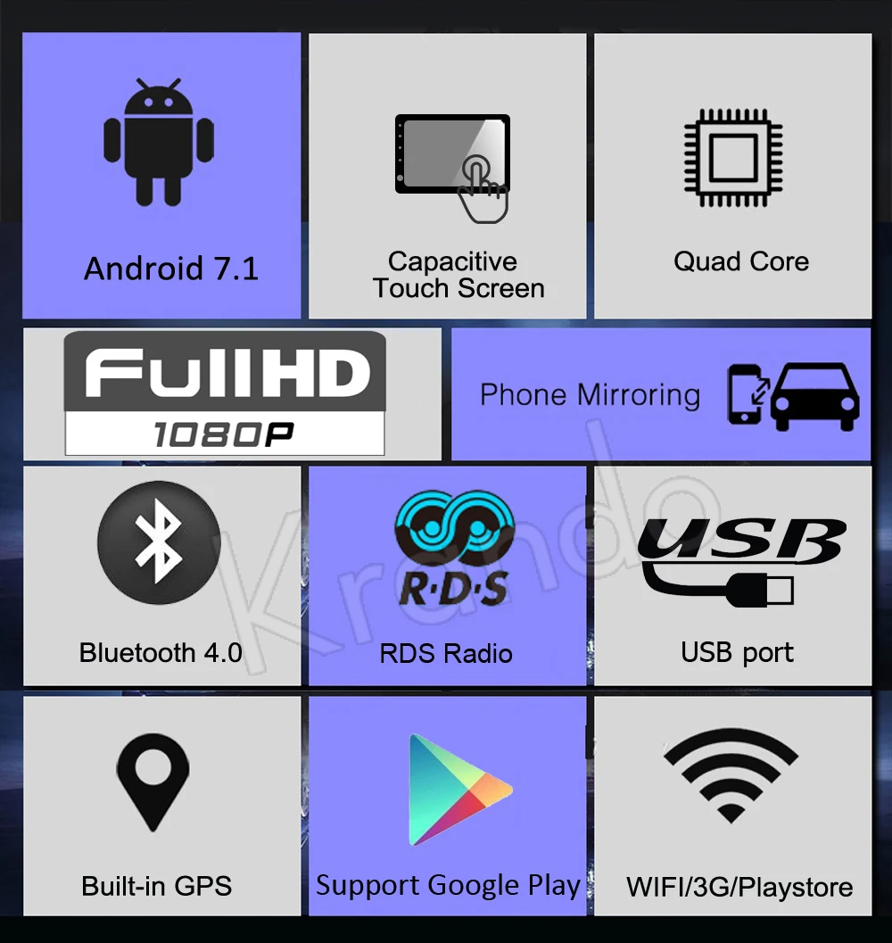 krando android 7.1 car radio player