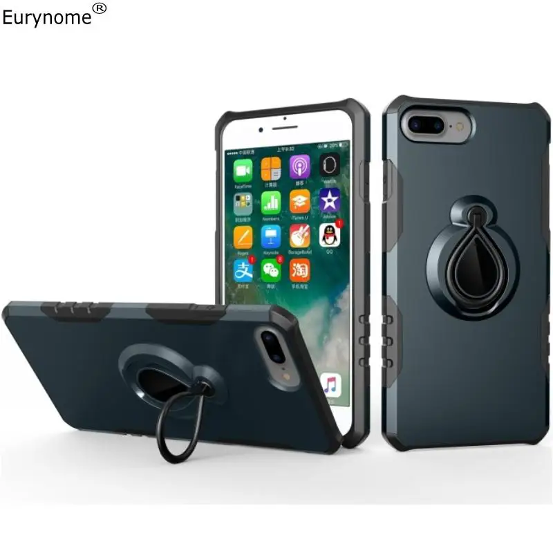 

Case For Iphone 8 Plus 7 Plus Cover Shockproof 2 in 1 Ring Holder Plastic Cover for Iphone 7 Plus 8 Plus iphone7 Case