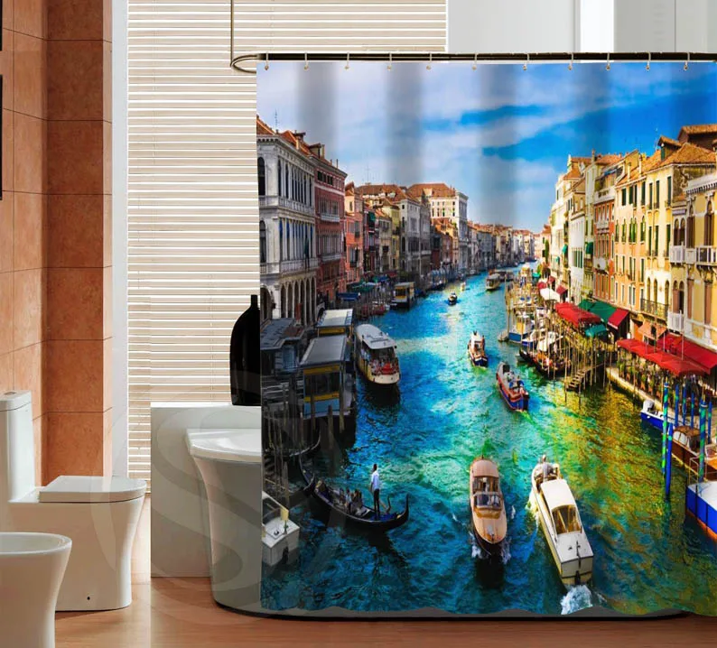 

Latest Fashion Venice Boat custom Shower Curtain Bathroom decor waterproof various sizes Free Shipping MORE SIZE SQ0504-ZHH