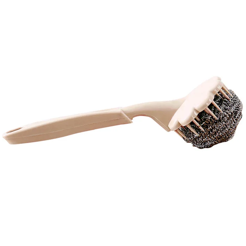 high quality Cleaning Brushes Stainless Steel Wire Ball Washing Pot Brush With Handle Cleaning Ball Brush  #3F14 (13)