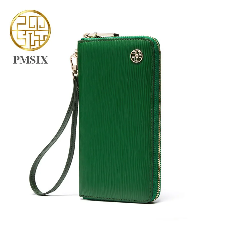 Pmsix New Fashion Split Leather Clutch Wallet Zipper Long Brand Cell Phone Women Wallet Green Designer Wristlet Wallet 420002 Pmsix New Fashion Split Leather Clutch Wallet Zipper Long Brand Cell Phone Women Wallet Green Designer Wristlet Wallet 420002