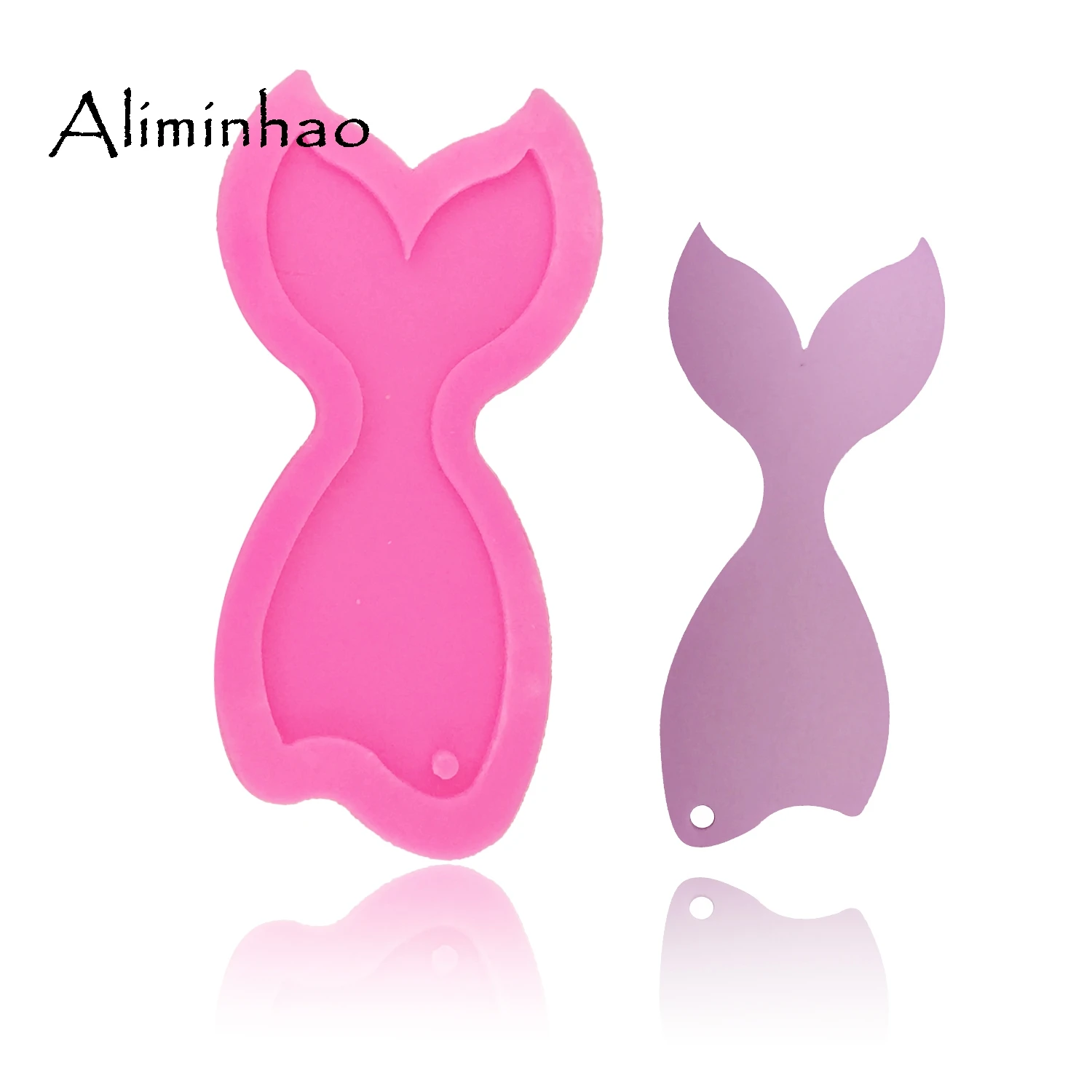 DY0059 shiny Mermaid tail shape silicone mold for key chain Fish tail Pendant moulds clay DIY Jewelry Making epoxy Resin mold