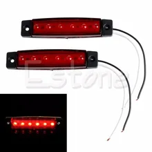 2PCS 12V 6 LED Truck Boat BUS RV Trailer Side Marker Indicators Light Lamp Red Green Blue