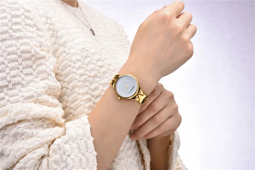 Новые часы REBIRTH Relogio Feminino женские кварцевые золотые с браслетом из нержавеющей