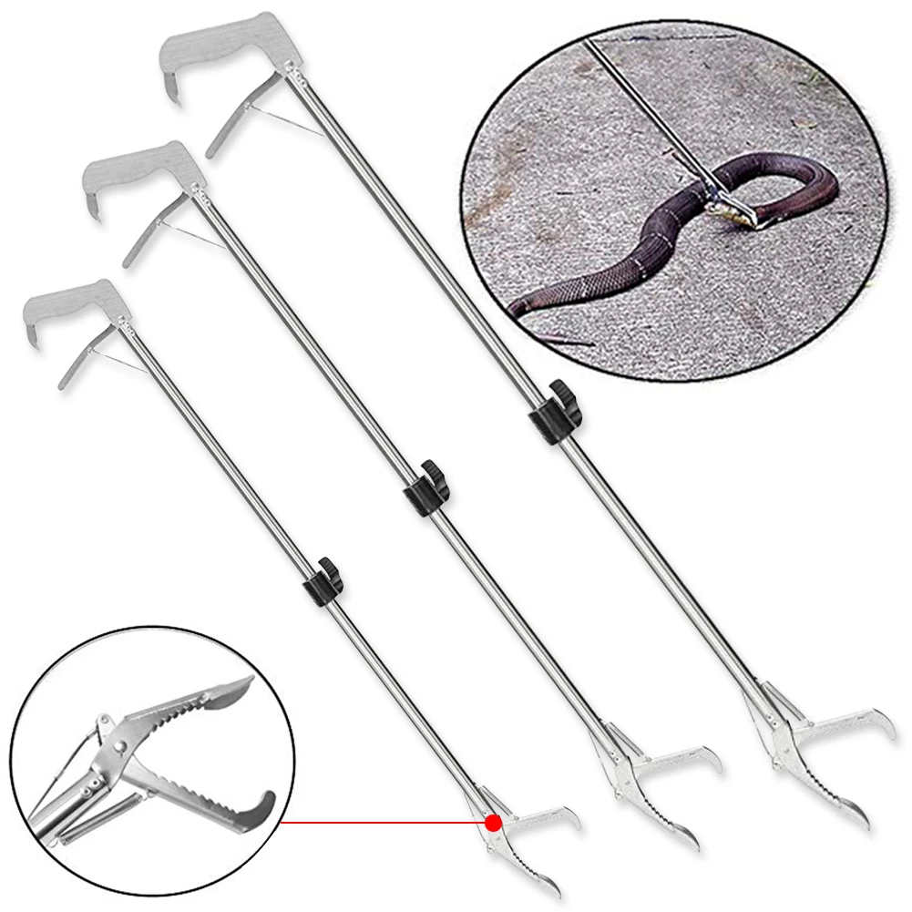 Inoxidável Cobra Alicate Dobrável Tong Vara Grabber Catcher Caça Ferramenta Aço 8 Ferram. atividade ar livre