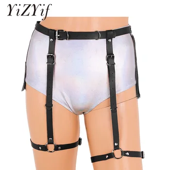 

Women Punk Gothic Garter Harness Belt PU Leather Adjustable Waist Belt Leg Garter Cincher Cage Harness with Metal Chain/Tassel