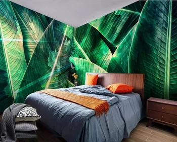 

Papel de parede Tropical green plant banana leaf 3d wallpaper,living room tv sofa wall bedroom cafe bar restaurant custom mural