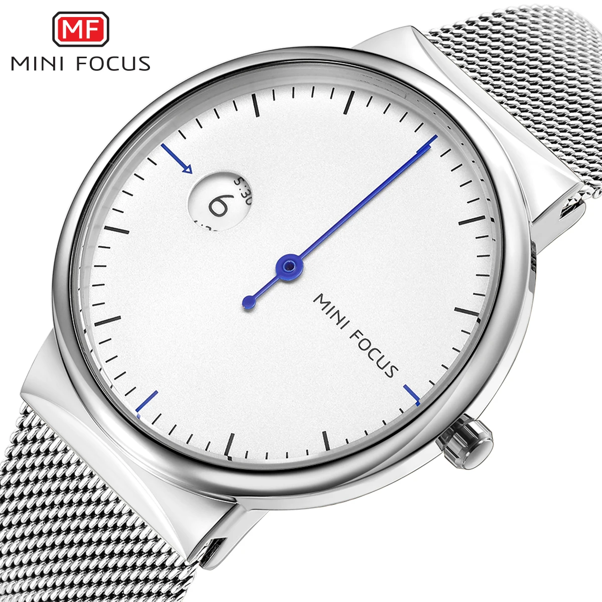 

MINIFOCUS Quartz Mens Watches Top Brand Luxury Ultra Thin Mesh Strap Minute Hand Hour Display Creative Minimalist Wrist Watch