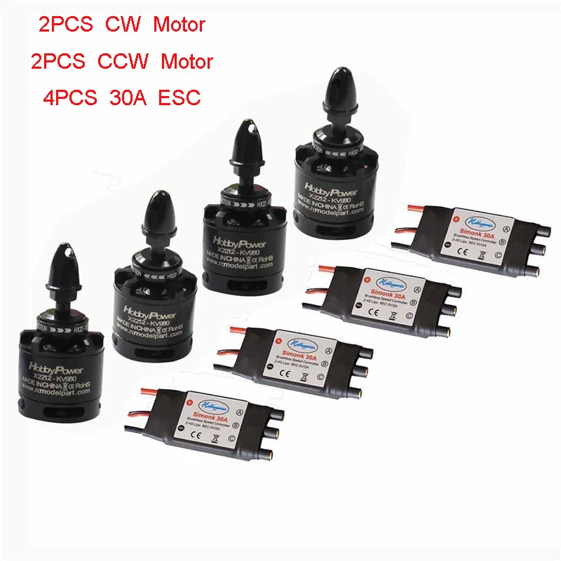 X2212 980KV Brushless Motor SimonK 30A ESC Electric Speed Controller for RC F450 S500 Quadcopter (2pcs CW +2pcs CCW+4pcs ESC) X2212 980KV Brushless Motor SimonK 30A ESC Electric Speed Controller for RC F450 S500 Quadcopter (2pcs CW +2pcs CCW+4pcs ESC)