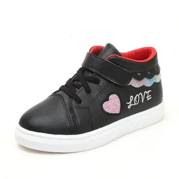 

New Spring Autumn Pink PU Waterproof Soft Black Children Casual Shoes Girls White Sneakers Boy Sneakers Kids Shoes Size 26-36