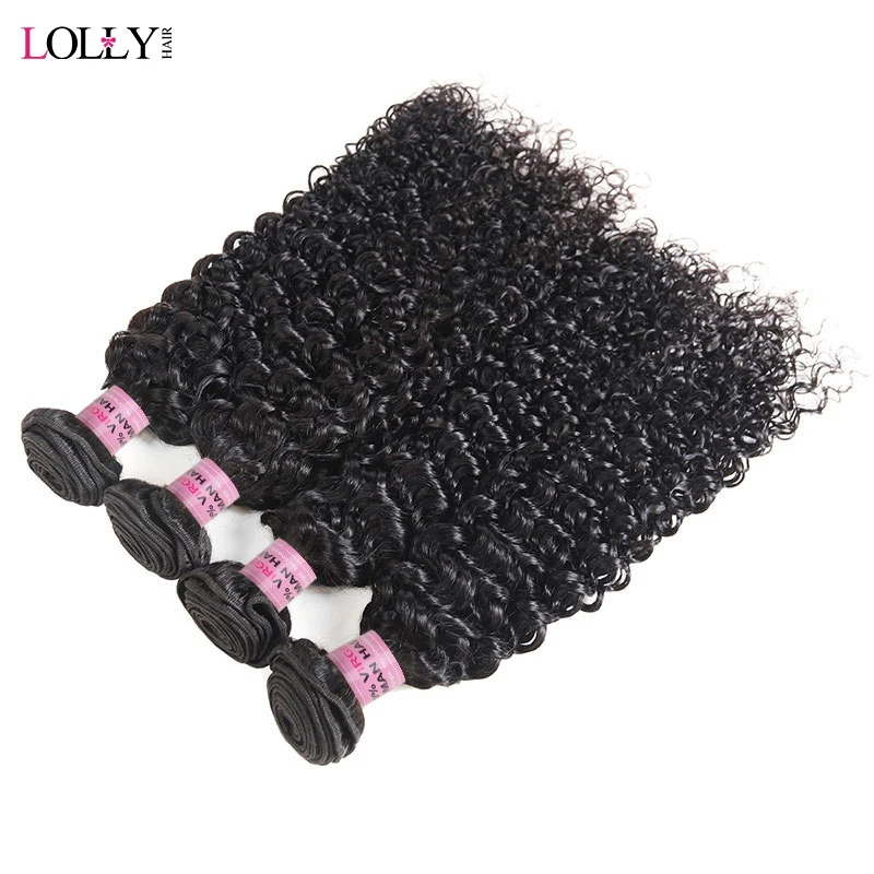 Lolly Hair Indian Hair Bundles Natural Color Remy Hair Weave 8-28 inch Kinky Curly Human Hair Weave Extensions 4 Bundles Deal