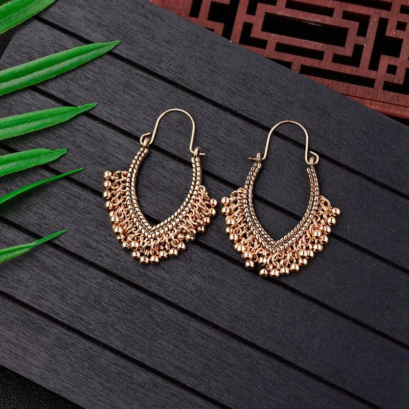 TopHanqi Indian Jewelry Metal Vintage Tassel Earrings 2018 Fashion Boho Antique Ethnic Silver Drop Earrings For Women Pendientes - Image 2